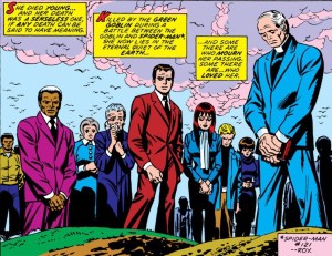 The funeral of Gwen Stacy.