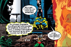 Living art?: Spirit King re-decorates the tower of Dr. Fate.