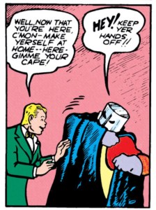 The Red Tornado handles a pushy Johnny Thunder in the legendary "All Star Comics" No. 3.