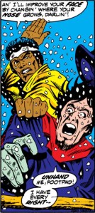 Luke Cage believes in sparing the child and beating the rabble. 