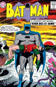 "Robin Dies at Dawn" - and the unforgettable cover to "Batman" No. 156. 