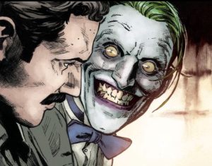 The Joker scares his audience.