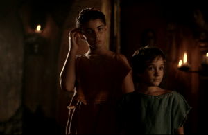 That awkward moment when you catch your father throttling your sister. (Photo: HBO).