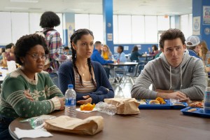 The JSA lunch table - with tater tots for all. 