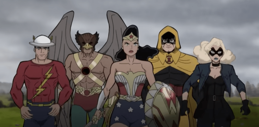 The JSA united. Sort of. (Photo: Warner Bros.)